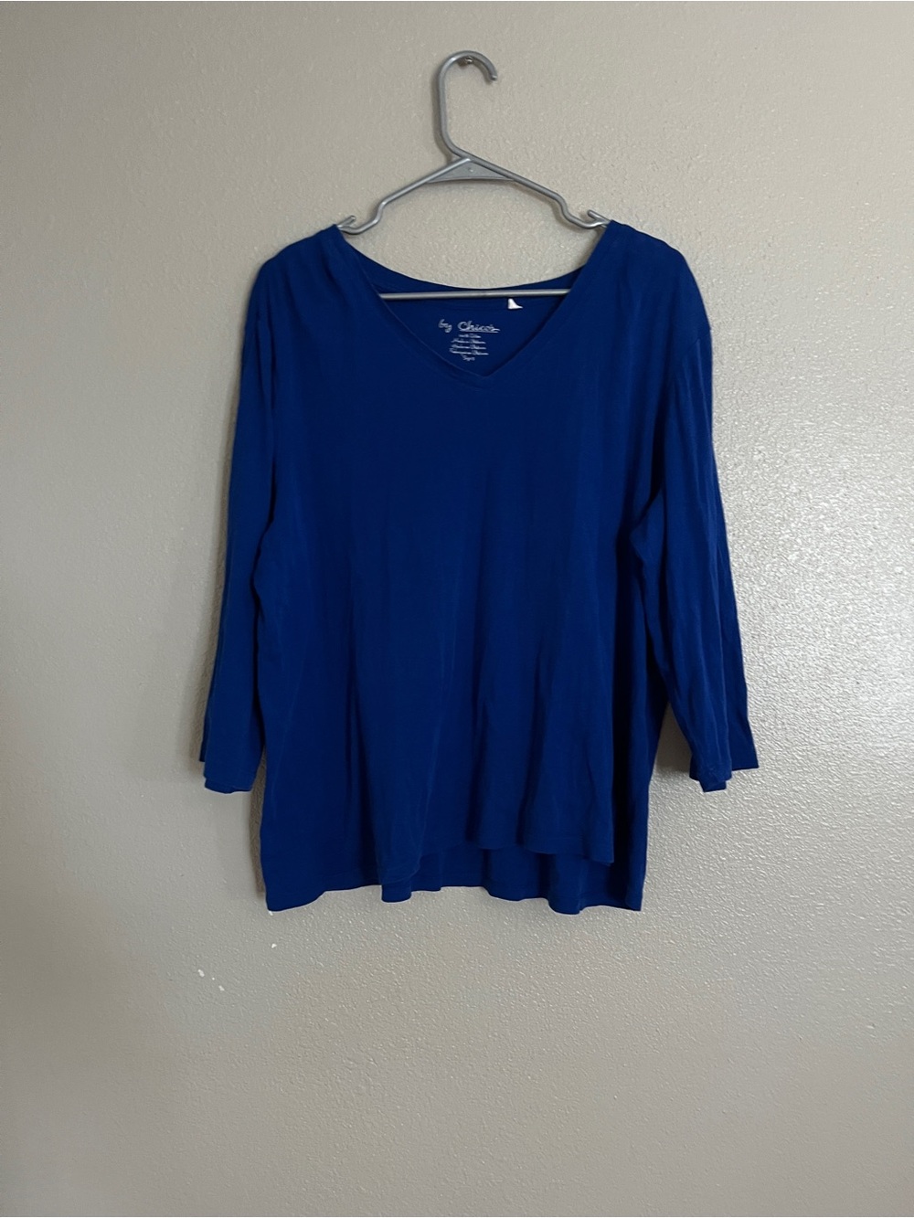 Chico's Royal Blue V-Neck Long Sleeve Tee